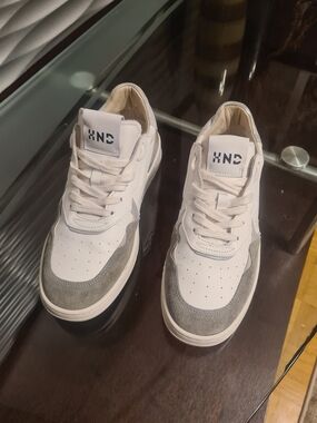 Women's White and Khaki Low-Top Sneakers